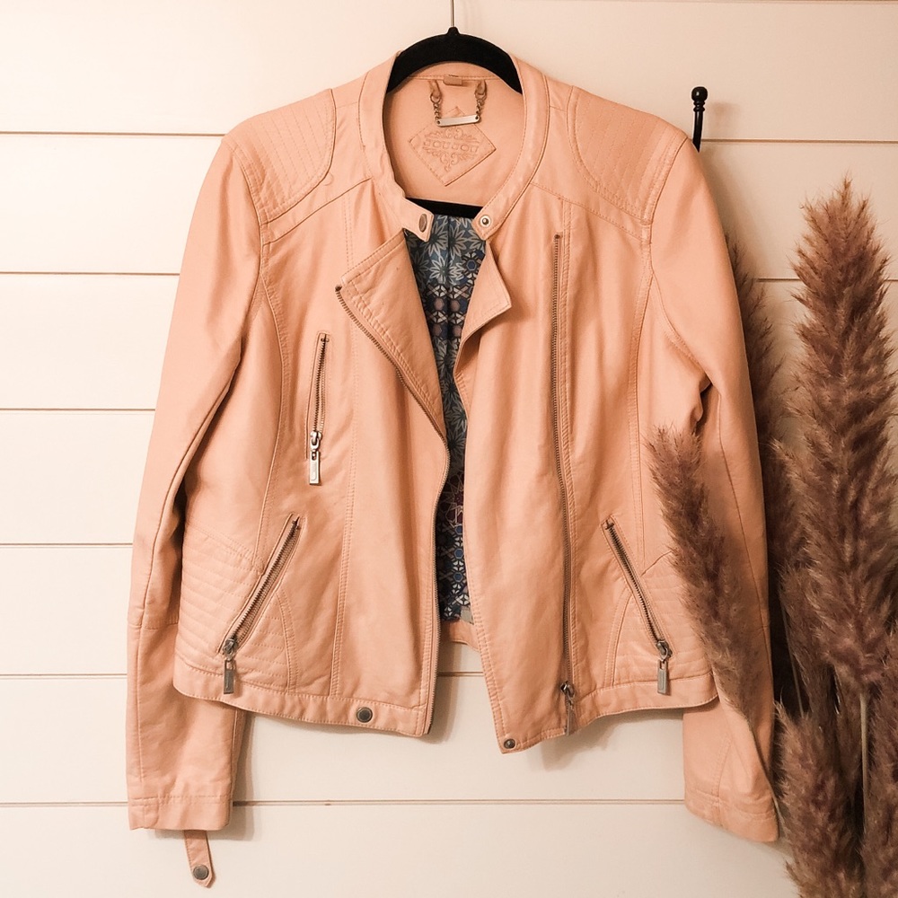 Blush faux leather jacket